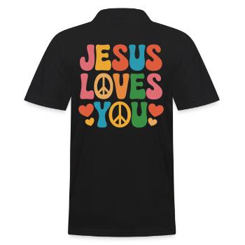 Jesus loves you Christian saying - Men's Polo Shirt - black - Back - Kai (181cm)