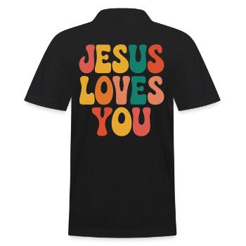 Jésus t’aime en disant chrétien - Polo Homme - noir - Dos - Kai (181cm)