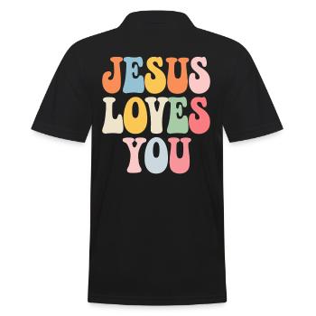 Jésus t’aime en disant chrétien - Polo Homme - noir - Dos - Kai (181cm)