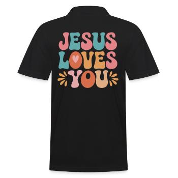 Jesus loves you Christian saying - Men's Polo Shirt - black - Back - Kai (181cm)
