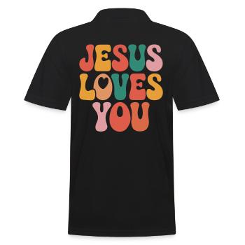 Jésus t’aime en disant chrétien - Polo Homme - noir - Dos - Kai (181cm)