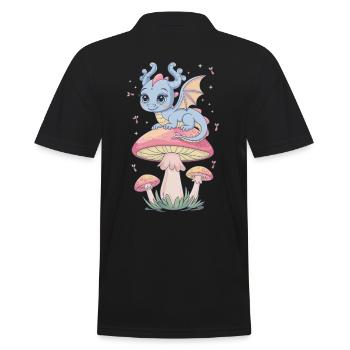 Whimsian Escape Dragon on Mushroom - Men's Polo Shirt - black - Back - Kai (181cm)