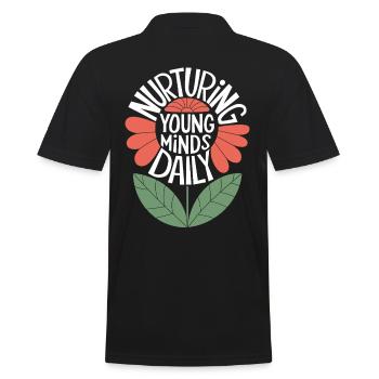 Teachers: Supporting young minds every day - Men's Polo Shirt - black - Back - Kai (181cm)