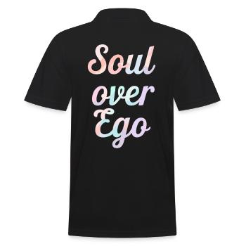 Inspiration: Soul Over Ego Quote - Men's Polo Shirt - black - Back - Kai (181cm)