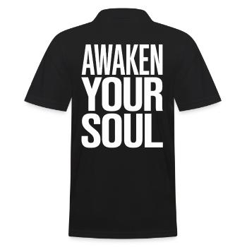 Awaken Your Soul Inspiring Spiritual - Men's Polo Shirt - black - Back - Kai (181cm)