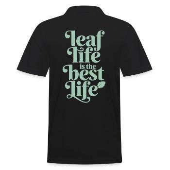Blatt Leben Ist Das Beste Leben - Vegan - Männer Poloshirt - Schwarz - Hinten - Kai (181cm)