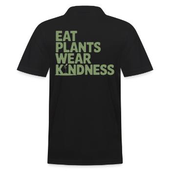Eat plants Lazy Friendliness Vegan Vegetarian - Men's Polo Shirt - black - Back - Kai (181cm)