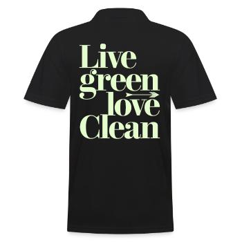 Live Green Love Clean Vegan Vegetarian - Men's Polo Shirt - black - Back - Kai (181cm)