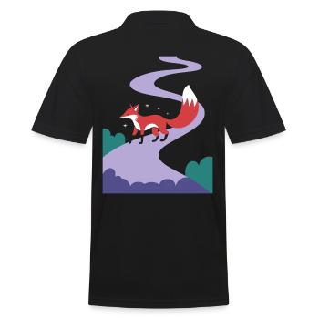 Fox On the Magical Path of Fantasy Escape - Men's Polo Shirt - black - Back - Kai (181cm)
