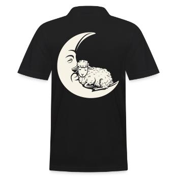Träumender Mond Mit Schaf - Fantasievolle Flucht - Männer Poloshirt - Schwarz - Hinten - Kai (181cm)