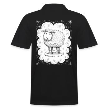 Dream Sheep on Cloud - Playful Escape - Men's Polo Shirt - black - Back - Kai (181cm)