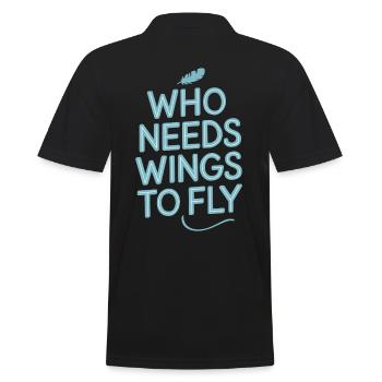 Who Needs Wings To Fly Vegan Vegetarian - Men's Polo Shirt - black - Back - Kai (181cm)