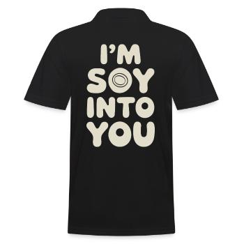 I'm totally in love with soy – vegan vegetarian - Men's Polo Shirt - black - Back - Kai (181cm)