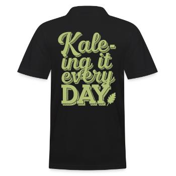 Kale-ing It Every Day - Vegan Vegetarier Design - Männer Poloshirt - Schwarz - Hinten - Kai (181cm)