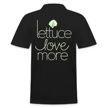 Lettuce Love More Vegan Vegetarier Botschaft - Männer Poloshirt - Schwarz - Hinten - Kai (181cm)