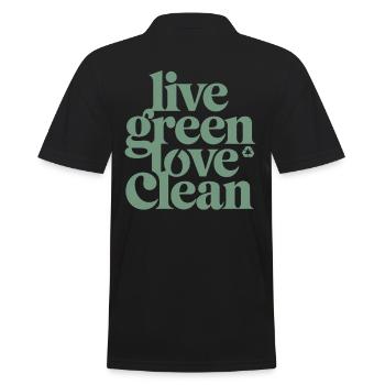 Live Green Love Clean Vegan Vegetarian - Men's Polo Shirt - black - Back - Kai (181cm)