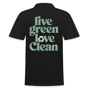 Live Green Love Clean Vegan Vegetarisch - Männer Poloshirt - Schwarz - Hinten - Kai (181cm)