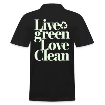 Lebe Grün Liebe Sauber Vegan Vegetarisch - Männer Poloshirt - Schwarz - Hinten - Kai (181cm)