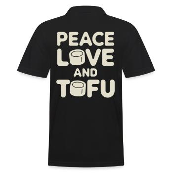 Peace Love et Tofu Végétalien Végétarien - Polo Homme - noir - Dos - Kai (181cm)
