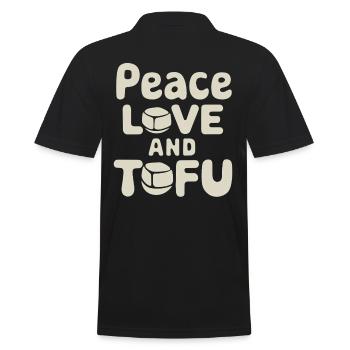 Peace Love and Tofu Vegan Vegetarian - Men's Polo Shirt - black - Back - Kai (181cm)