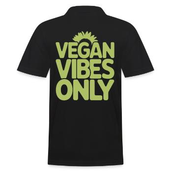 Vegan Vibes Only - Vegane Vegetarische Botschaft - Männer Poloshirt - Schwarz - Hinten - Kai (181cm)