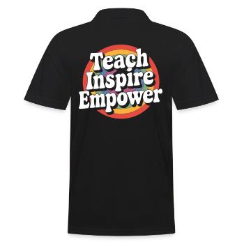 Teacher Inspire Empower Rainbow Style - Men's Polo Shirt - black - Back - Kai (181cm)
