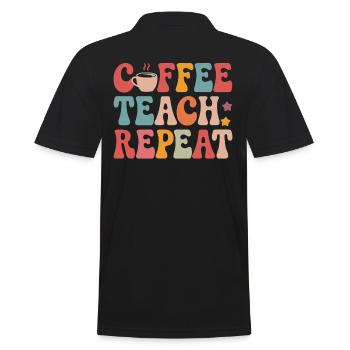 Coffee Teaching Repeating Teacher Design - Men's Polo Shirt - black - Back - Kai (181cm)