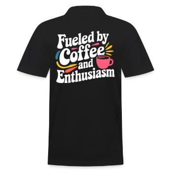 Teacher: Driven by Coffee and Enthusiasm - Men's Polo Shirt - black - Back - Kai (181cm)
