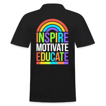 Teachers Inspire Motivate Educate Rainbow - Men's Polo Shirt - black - Back - Kai (181cm)