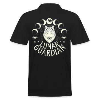 Lunar Guardian Wolf Moon Phases - Men's Polo Shirt - black - Back - Kai (181cm)