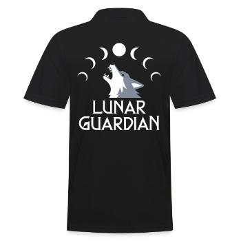 Lunar Guardian Wolf and Moon Phases - Men's Polo Shirt - black - Back - Kai (181cm)