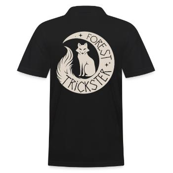 Waldtrickster Cottagecore Mond Fuchs Design - Männer Poloshirt - Schwarz - Hinten - Kai (181cm)