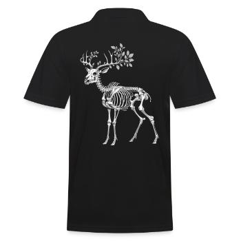Dark Cottagecore Deer Skeleton with Twigs - Men's Polo Shirt - black - Back - Kai (181cm)