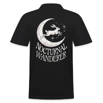 Nocturnal Wanderer Hare on Moon - Men's Polo Shirt - black - Back - Kai (181cm)