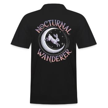 Nocturnal Wanderer Hare Moon Art - Men's Polo Shirt - black - Back - Kai (181cm)