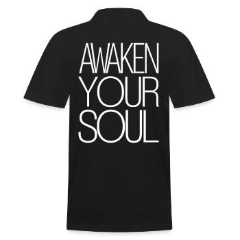 Awaken Your Soul Inspired Quote - Men's Polo Shirt - black - Back - Kai (181cm)