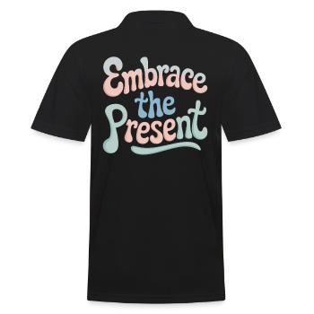 Embrace of the Present Spirituality Quote - Men's Polo Shirt - black - Back - Kai (181cm)