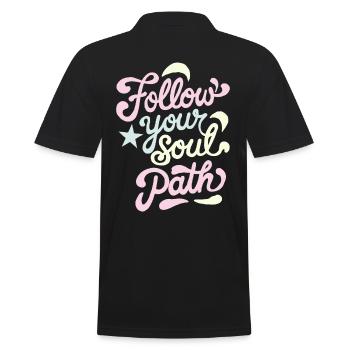 Follow Your Soul Path Inspired Quote - Men's Polo Shirt - black - Back - Kai (181cm)