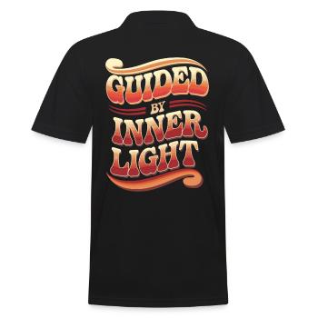 Inspired by Inner Light Spiritual Quote - Men's Polo Shirt - black - Back - Kai (181cm)