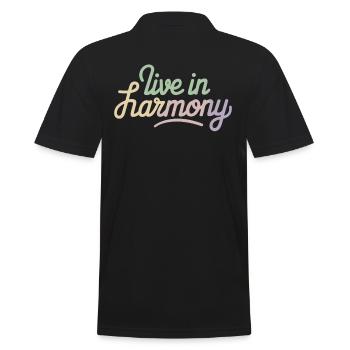 Live In Harmony Inspirational - Men's Polo Shirt - black - Back - Kai (181cm)