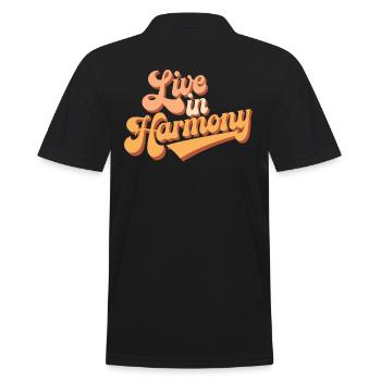Live In Harmony Inspires Spirituality - Men's Polo Shirt - black - Back - Kai (181cm)