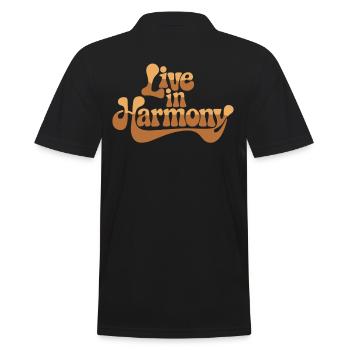 Live In Harmony Inspirational Spirituality Quote - Men's Polo Shirt - black - Back - Kai (181cm)