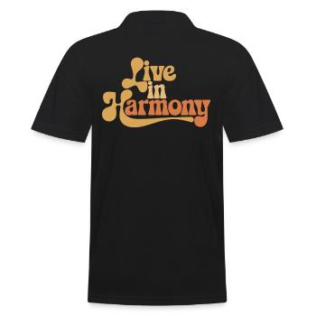 Live In Harmony Inspirational Spirituality Quote - Men's Polo Shirt - black - Back - Kai (181cm)