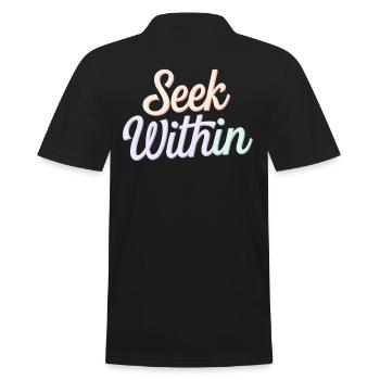 Inspire Spirituality Quote: Seek Within - Men's Polo Shirt - black - Back - Kai (181cm)