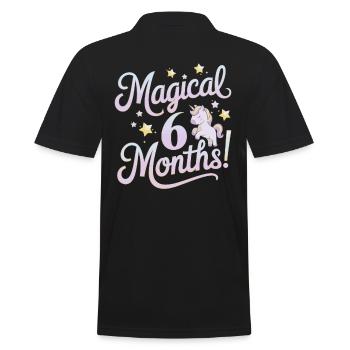 Magic 6 Months Half-Year Birthday - Men's Polo Shirt - black - Back - Kai (181cm)