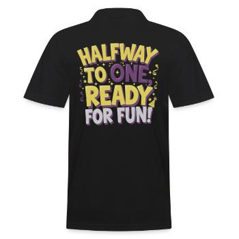 Half-year anniversary, ready for fun! - Men's Polo Shirt - black - Back - Kai (181cm)