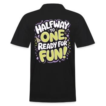 Semi-Annual Birthday: On the Way to One, - Men's Polo Shirt - black - Back - Kai (181cm)
