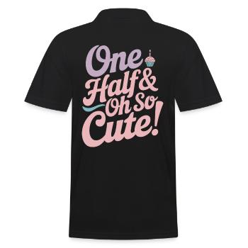 Half year birthday: One half and so cute! - Men's Polo Shirt - black - Back - Kai (181cm)