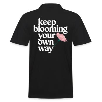 Keep Blooming Your Own Way Motivationsspruch - Männer Poloshirt - Schwarz - Hinten - Kai (181cm)