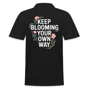 Keep Blooming Your Own Way Florales Motiv - Männer Poloshirt - Schwarz - Hinten - Kai (181cm)